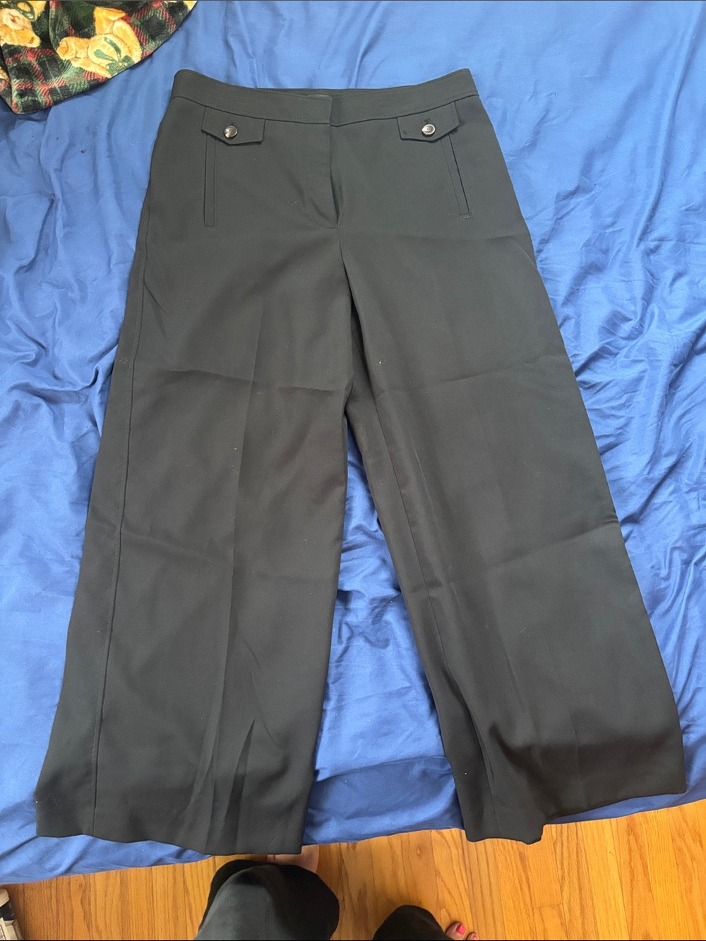 Ann Taylor Black Wide-Leg High-Rise Trousers